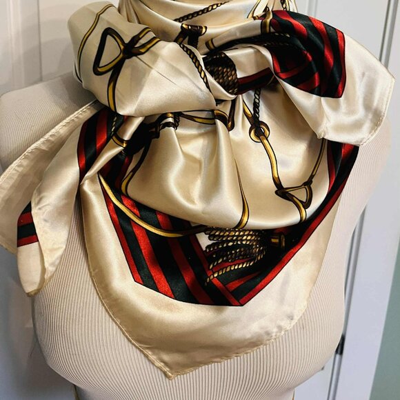 New Equestrian-Inspired Scarf — Faux Silk, 90×90 cm (Modern Chinese Classic) - Picture 6 of 7